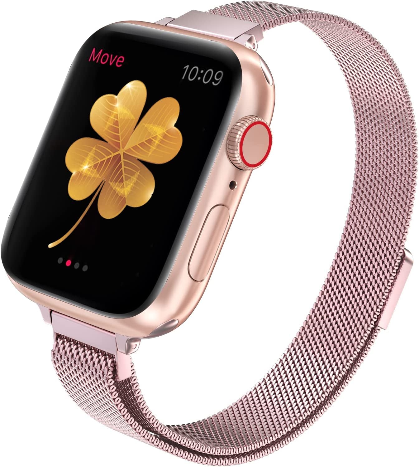 CTYBB for Apple Watch Band Series Ultra SE 8 7 6 5 4 3 2 1 38Mm 40Mm 41Mm 42Mm 44Mm 45Mm 49Mm, Stainless Steel Slim & Thin Mesh Magnetic Clasp Strap Women and Girl Replacement Band for Iwatch  DMORI A-Rose Gold 42mm/44mm/45mm/49mm 