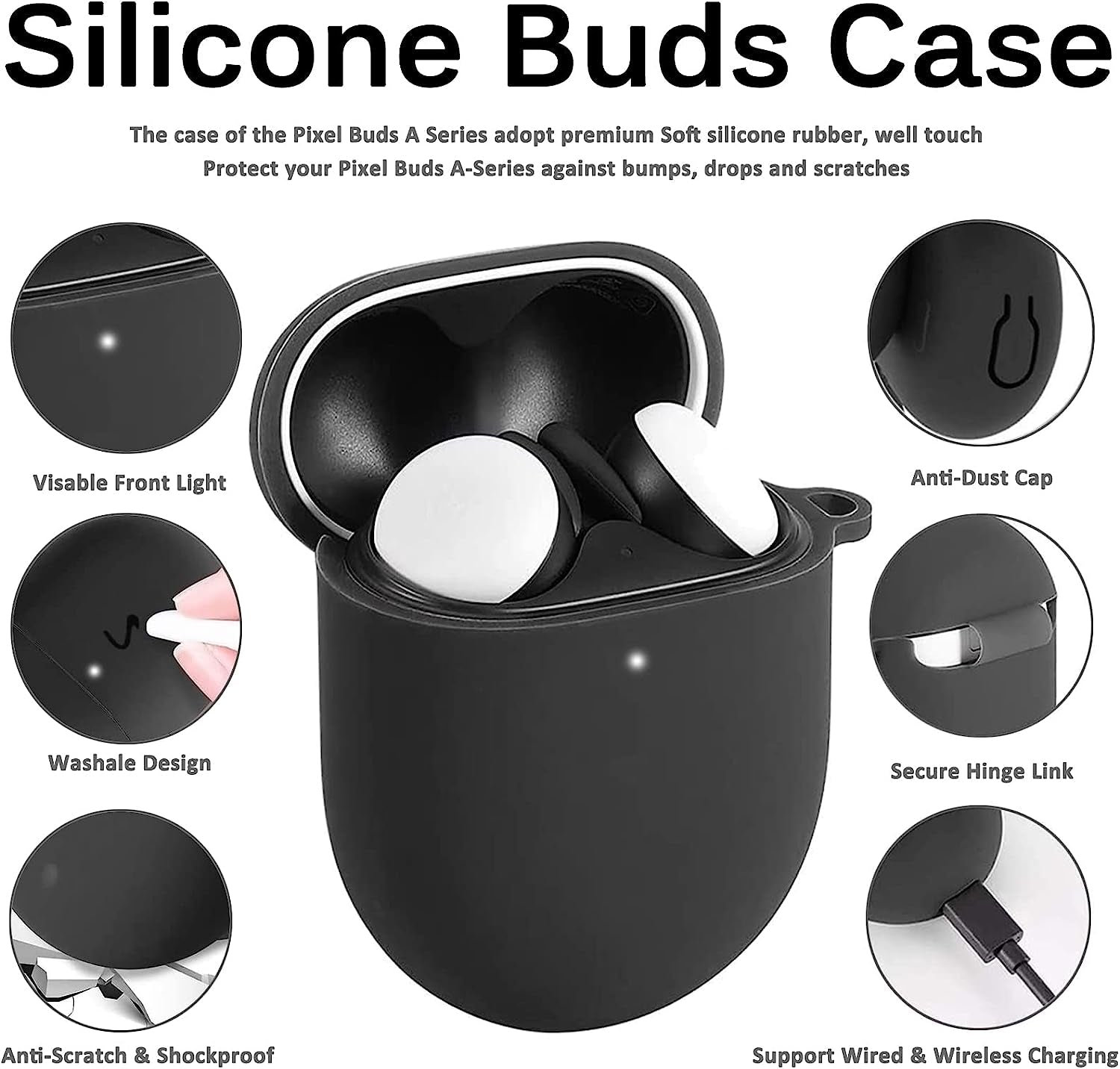 [1+1 Pack] Miimall Compatible for Google Pixel Buds A-Series Case + Google Pixel 6A Case, Ultra-Thin Back Cover for Pixel 6A 2022, Silicone with Keychain Cover Case for Pixel Buds A-Series(Mint Green)  Miimall   