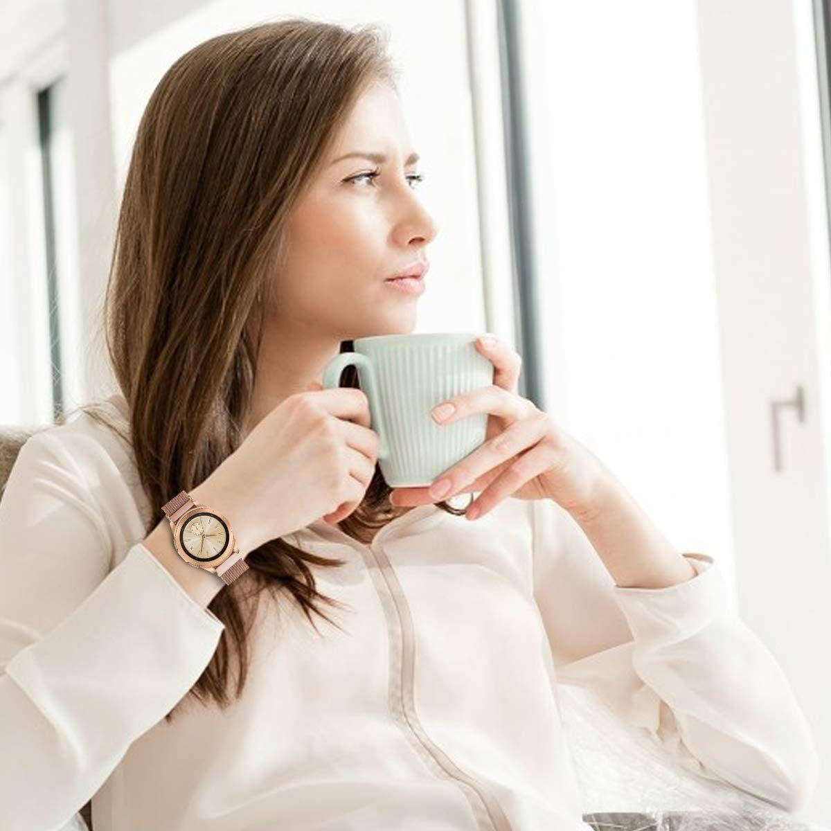 Valkit Compatible Samsung Galaxy Watch 42Mm/Galaxy Watch 5/4 40Mm 44Mm/Galaxy Watch Pro 5 45Mm/Galaxy Watch 3 41Mm Band, 2 Pack 20Mm Stainless Steel Wristbands Men Women for Galaxy Watch Active  VKT   