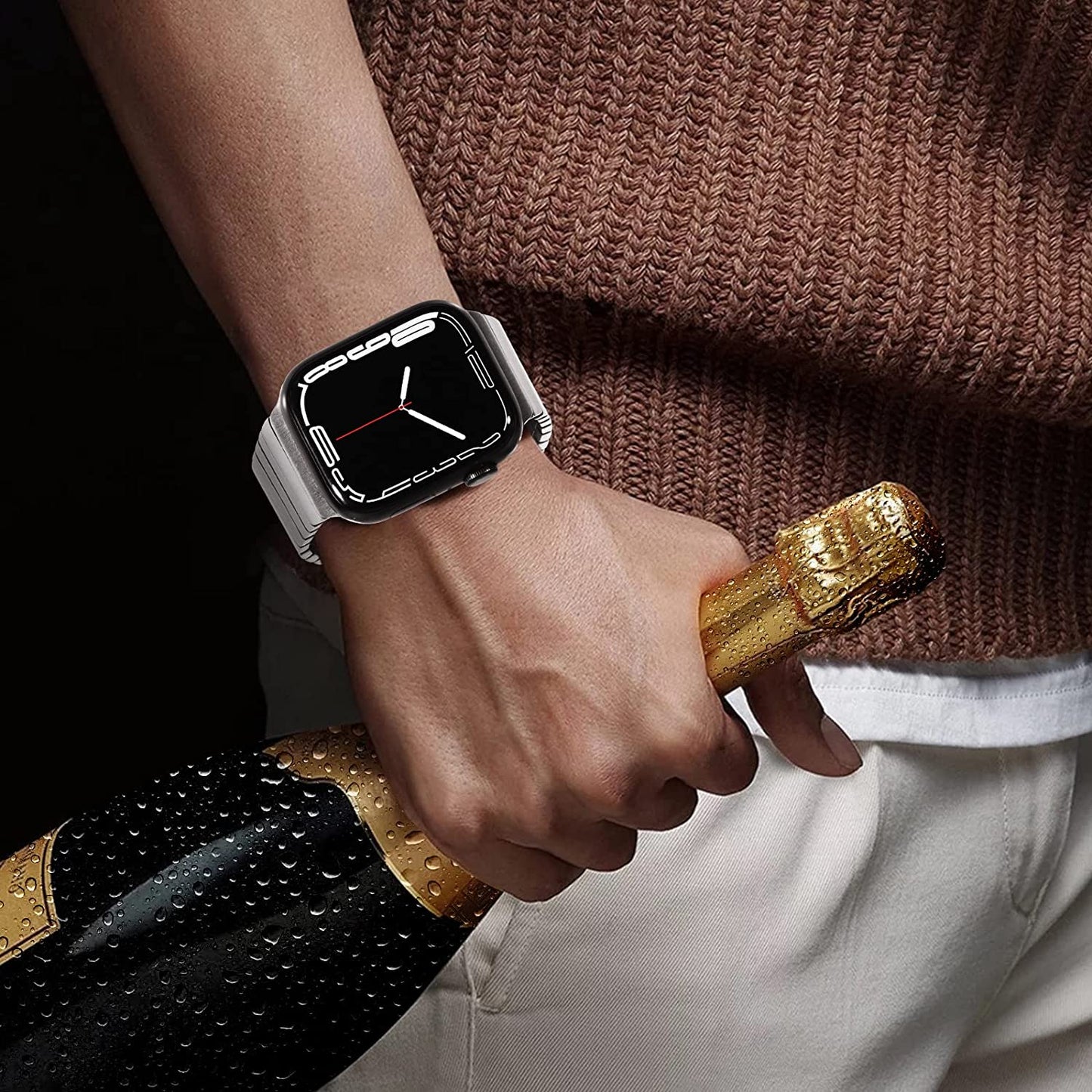 WINGLE Compatible for Apple Watch Ultra Band 49Mm 44Mm 45Mm 42Mm Series 8 7 Men, Stainless Steel Band Metal Strap Wristband for Apple Watch Iwatch Ultra SE 6 5 4 3 2 1 Link Women, Titanium  WINGLE   