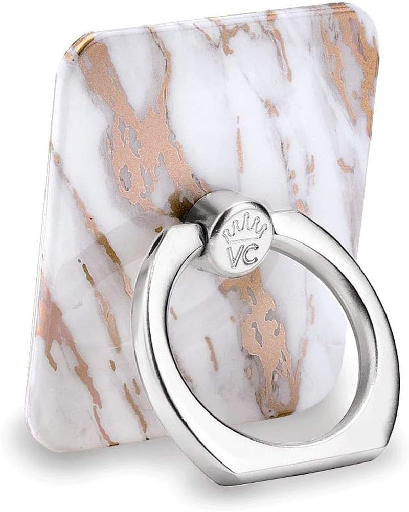 Velvet Caviar Cell Phone Ring Holder - Finger Ring & Stand - Improves Phone Grip Compatible with Iphone, Galaxy and Most Cases (Except Silicone/Leather) - Moonstone Holographic Pink Blue Marble  Velvet Caviar White Marble Rose Gold 2.0  