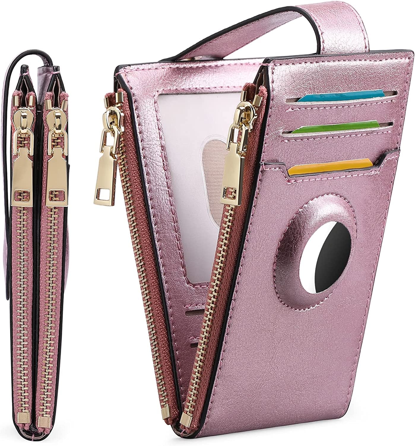 FALAN MULE Womens Airtag Wallet Genuine Leahter Bifold Credit Card Holder with Built-In Integrated Case for Airtag  FALAN MULE AO-Purple  