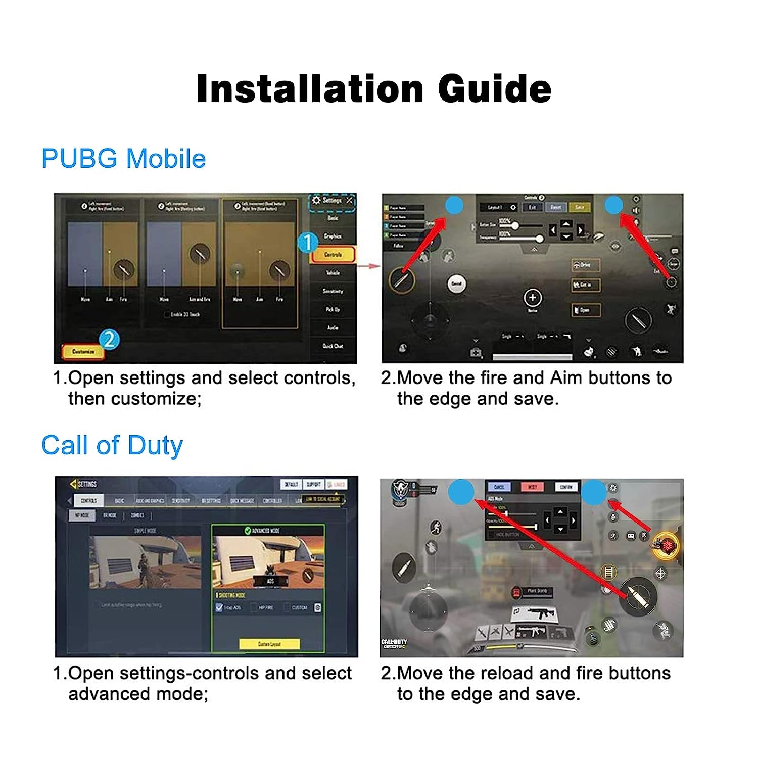 Woohot Mobile Gaming Trigger, Physically Mapped Game Trigger, Mobile Game Accessories Smartphone Game Controller Gamepad, Alloy Button Zero Latency, for Pubg/Fortnite/Cod/New STATE(1 Pair)  Woohot   