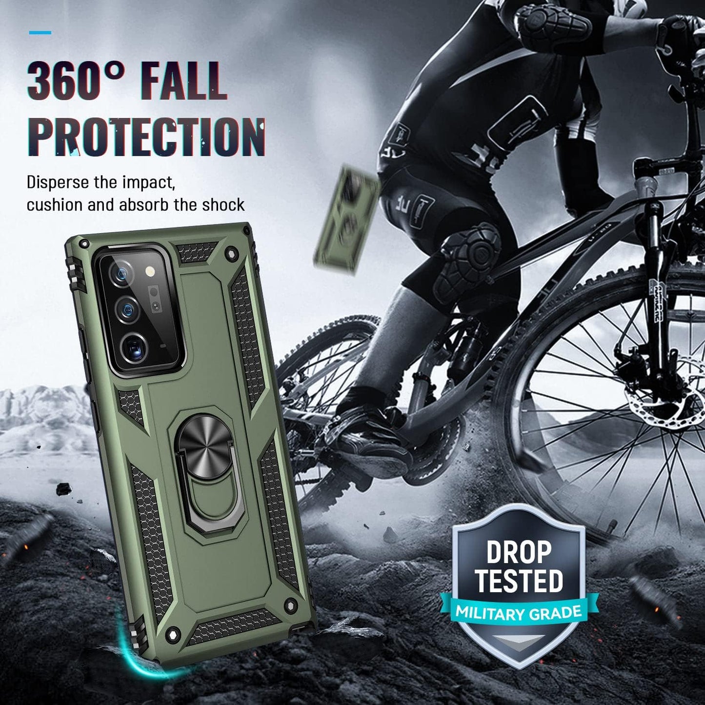 UKLCCU Case for Note 20 Ultra Phone Case Samsung Note 20 Ultra Case with Kickstand, Heavy Duty Armor Case Built-In 360° Rotate Ring Stand for Samsung Galaxy Note 20 Ultra - Green  UKLCCU   