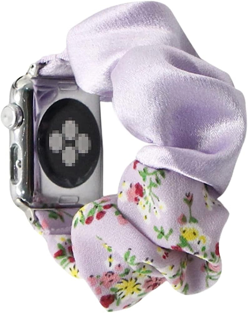 Tomcrazy Scrunchie Elastic Watchband for Apple Watch Band Series 8 7 6 5 4 3 2 1 SE Ultra, Watch Band for Iwatch 49Mm 45Mm 41Mm 38Mm 40Mm 42Mm 44Mm Strap Bracelet  Ruidou Technology Co Ltd Floral with purple 01 49mm/45mm/44mm/42mm 