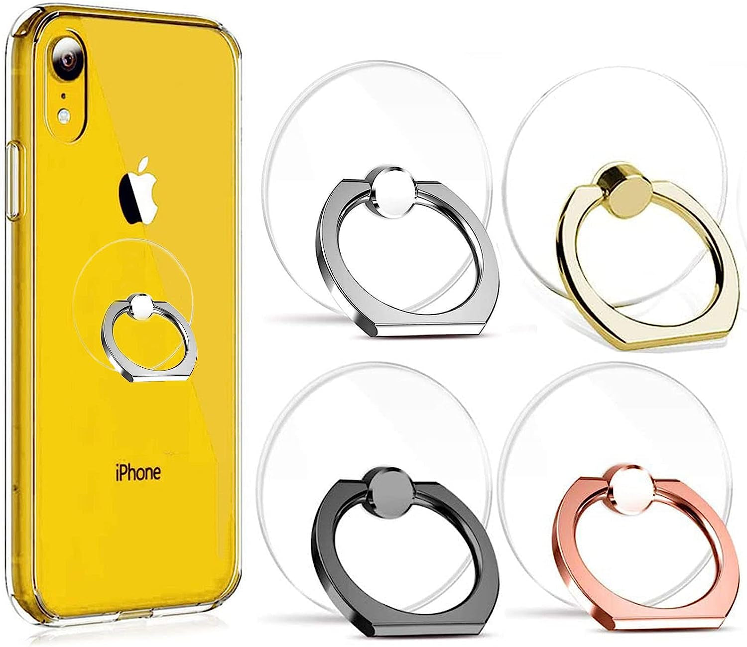 Phone Ring Transparent Cell Phone Ring Holder,360°Rotation Finger Ring Stand, Clear Cell Phone Kickstand Compatible with Most of Phones,Tablet and Case (1)  DFsucces 2  