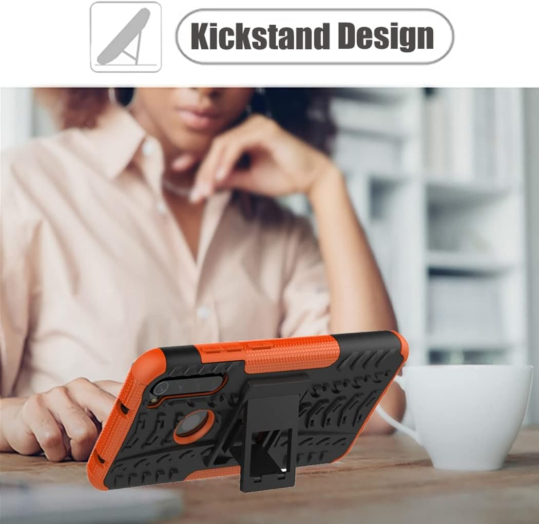 Yerebel for Redmi Note 8 (2019/2021) M1908C3JH Case with Tempered Glass Screen Protector, with Kickstand Hard PC Back Cover Soft TPU Dual Layer Protection Phone Cover for Xiaomi Redmi Note 8 (Orange)  Yerebel   