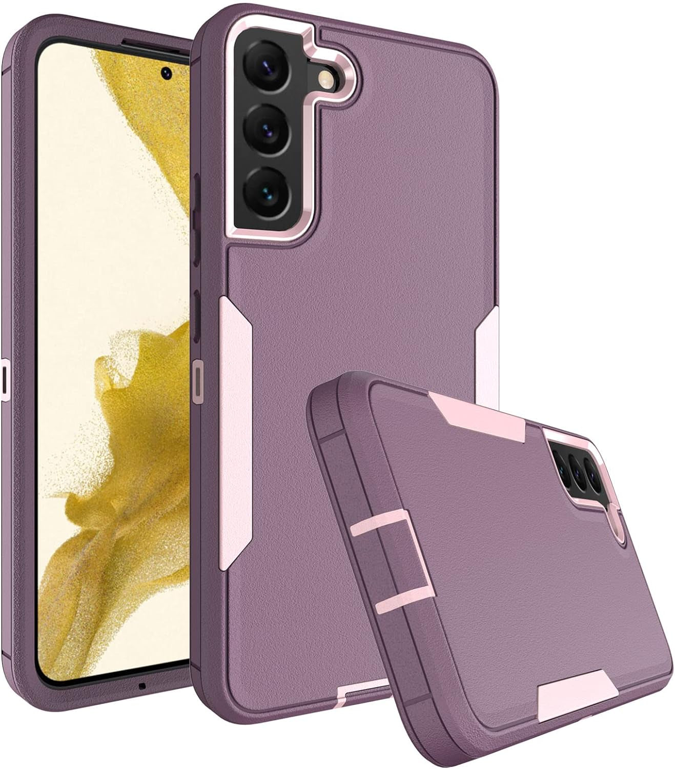 Dahkoiz for Samsung Galaxy S22 plus Case, Dust-Proof Port Cover, Full Body Durable Silicone Rubber Phone Case for Samsung Galaxy S22 plus 5G, Black  UNISMART INC Galaxy S22 Plus Case Purple Galaxy S22 Plus 
