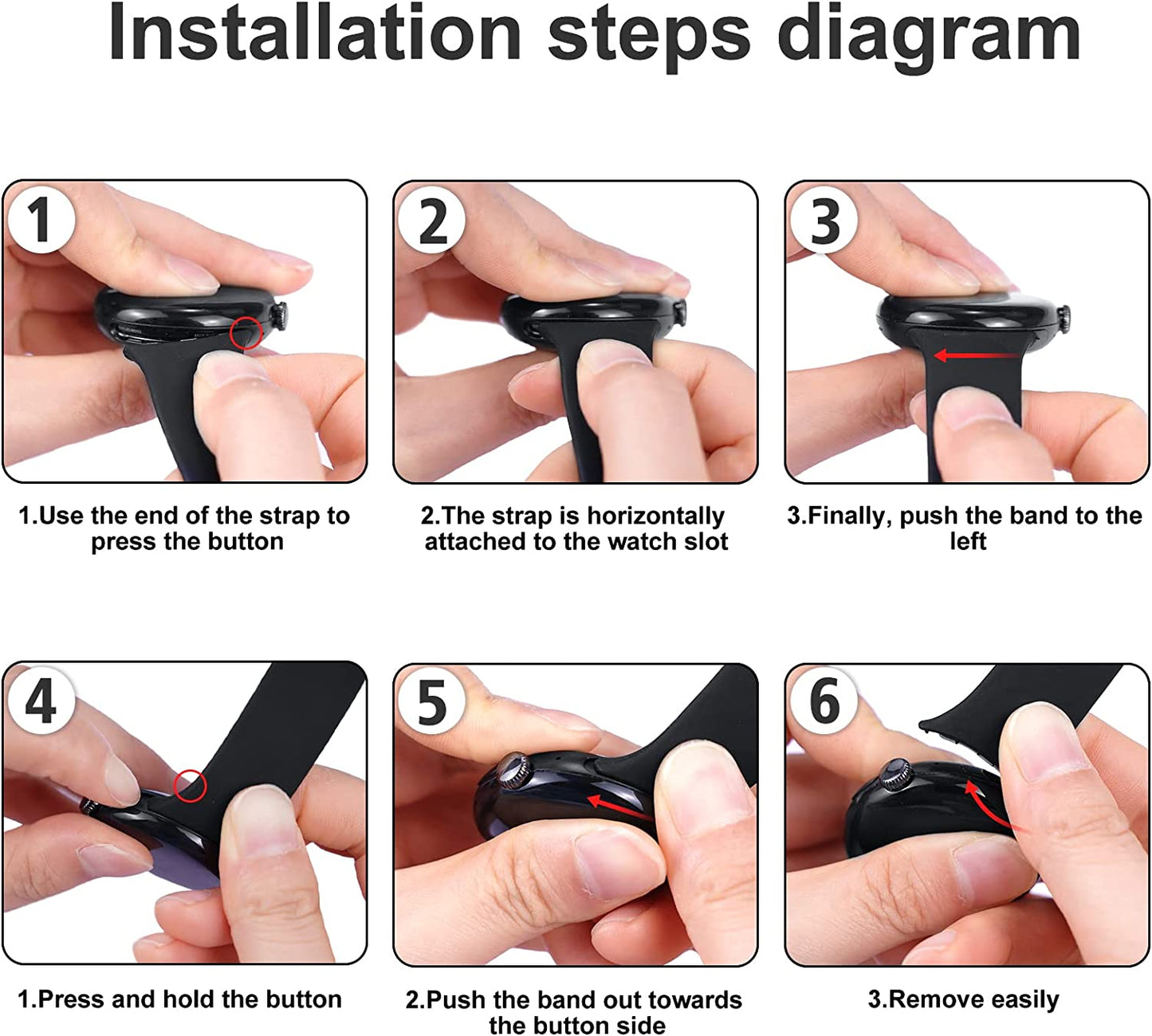 BMINEN Bands 4 Pack for Google Pixel Watch Band, Soft Silicone Wristband Women Men Waterproof Sport Strap Band for Google Pixel Watch 2022 (L, 4PACS-A-L)  BMINEN   