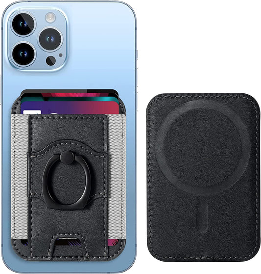 Magnetic Card Wallet Holder with Grip, Magsafe Wallet for Apple Iphone 14 Pro Max/14 Pro/14/13/12, Magsafe Leather Wallet, Magnetic Wallet for Iphone 14/13/12 Series, Fit 7 Cards, Black  ExtreLife   