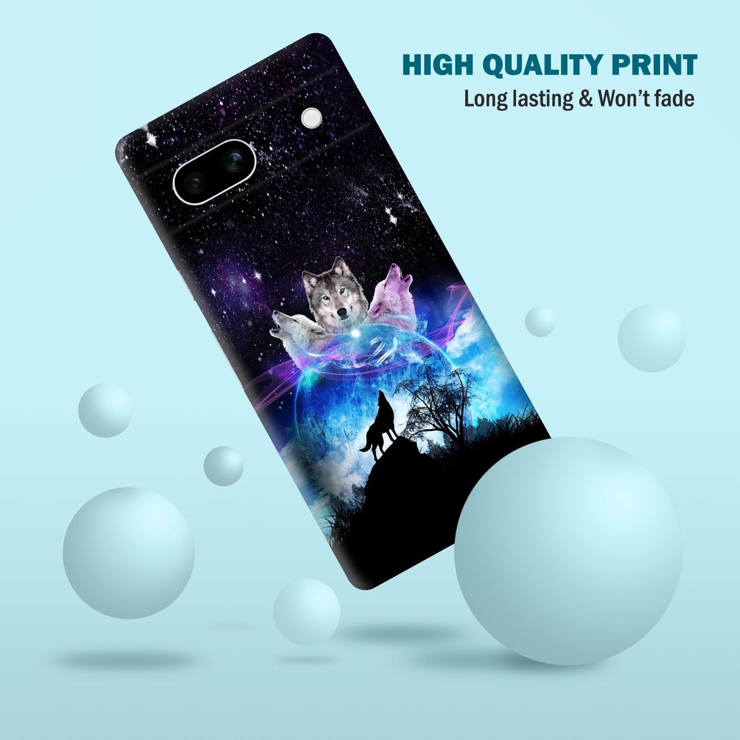 Glisten - Google Pixel 7A Case, Google Pixel 7A 5G Case - Space Galaxy Wolf Face Design Printed Cute Plastic Hard Snap on Protective Designer Back Phone Case/Cover for Google Pixel 7A. [6.1"]  Glisten   