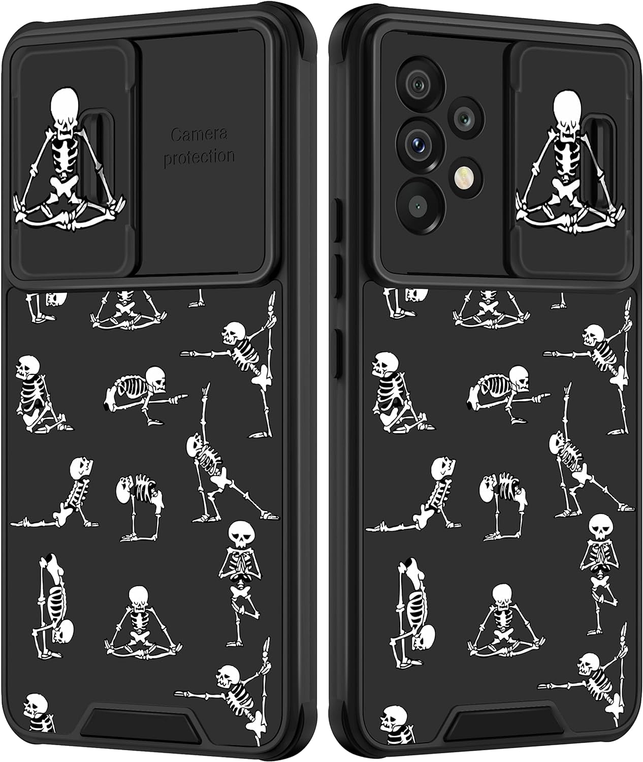 Goocrux for Samsung Galaxy A53 5G Case Skeleton for Women Girls Cute Skull Girly Phone Cover Gothic Design Aesthetic with Slide Camera Cover Funny Cool Cases for Galaxy A53 6.5''  Goocrux Black Skeleton  