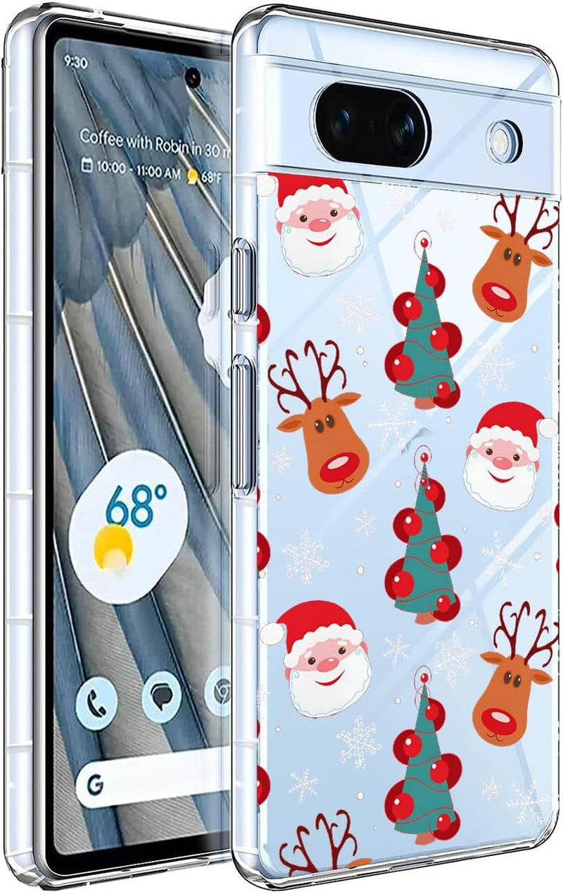 YCJACE Google Pixel 6 Pro Case Clear with Christmas Design Soft Flexible TPU Ultra-Thin Shockproof Anti-Scratch Bumper Protective Cover Case for Google Pixel 6 Pro-Christmas  YCJACE Red Christmas Pattern Google Pixel 7A 