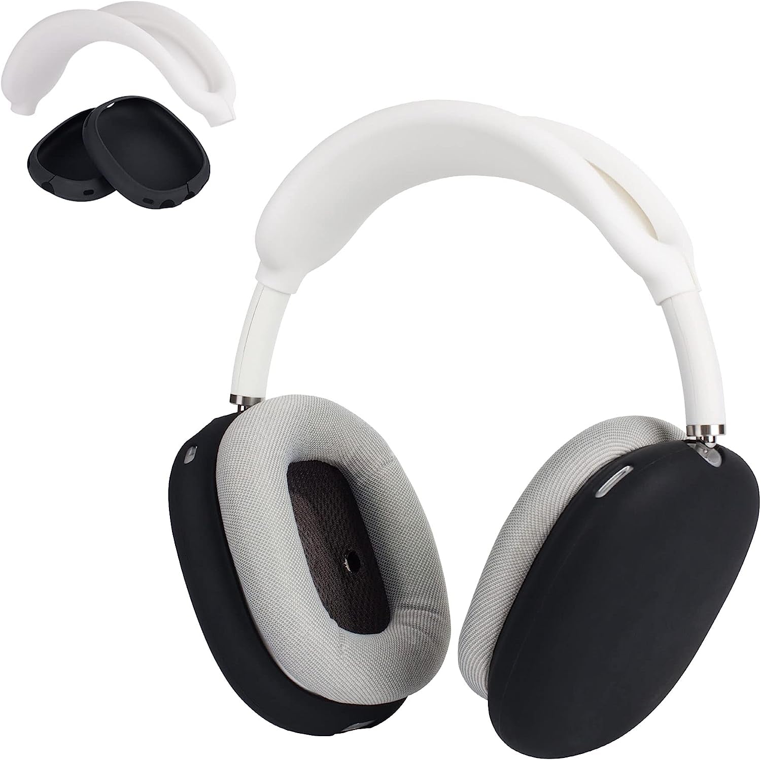 Kwmobile Silicone Headband and Ear Pads Cover Set Compatible with Apple Airpods Max - Covers - White/Black  KW-Commerce   