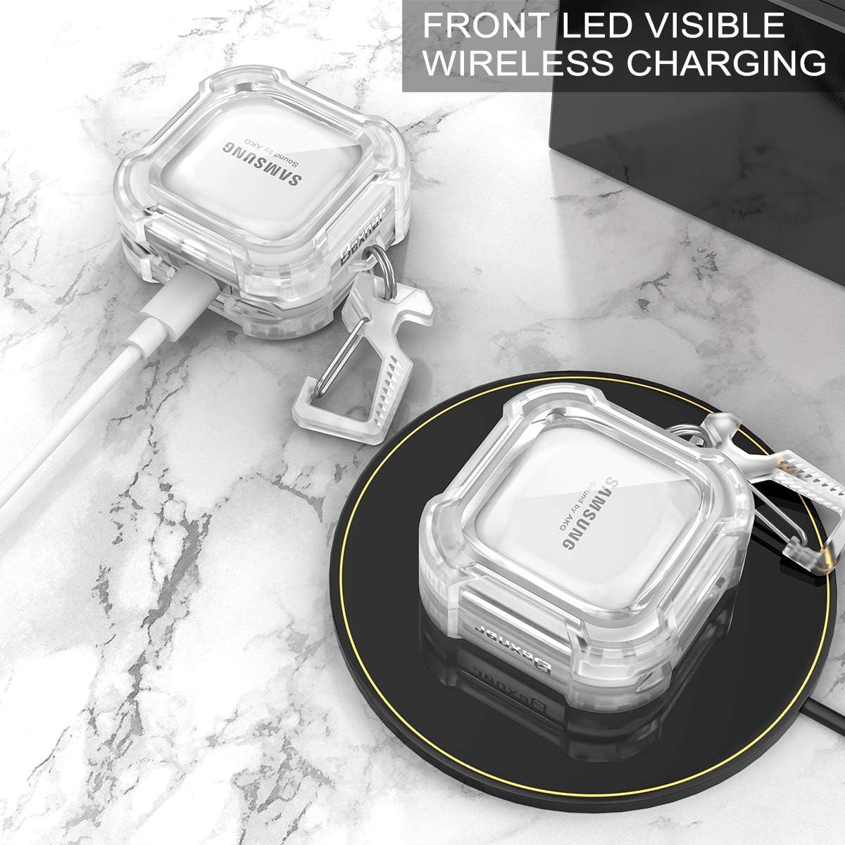 Dexnor Compatible with Samsung Galaxy Buds 2 Pro Case(2022)/Galaxy Buds 2 Case(2021)/ Galaxy Buds Live Case(2020)/ Galaxy Buds Pro Case(2021) Clear Hard PC & Silicone 360 Full Body Case - Crystal  Dexnor   