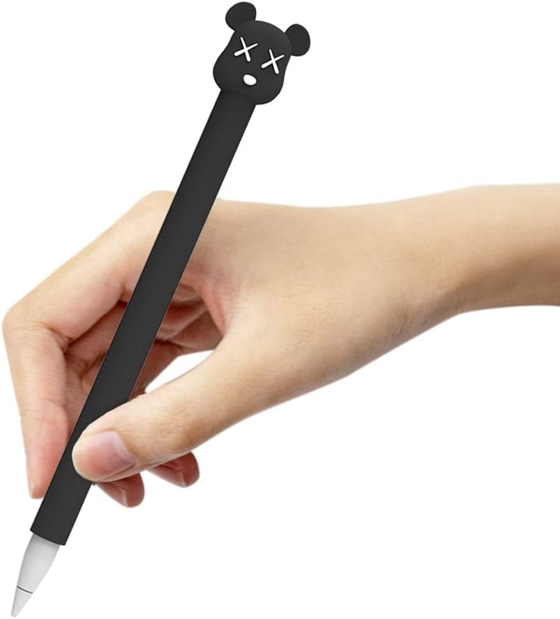 Love Mei Apple Pencil Silicone Sleeve for 2Nd Generation Holder Protective Skin Cover Case and Nib Cover Non-Slip Smooth Grip Cute Bear Accessories with Pencil Tip Cover for Ipad (2Nd Black)  LOVE MEI   