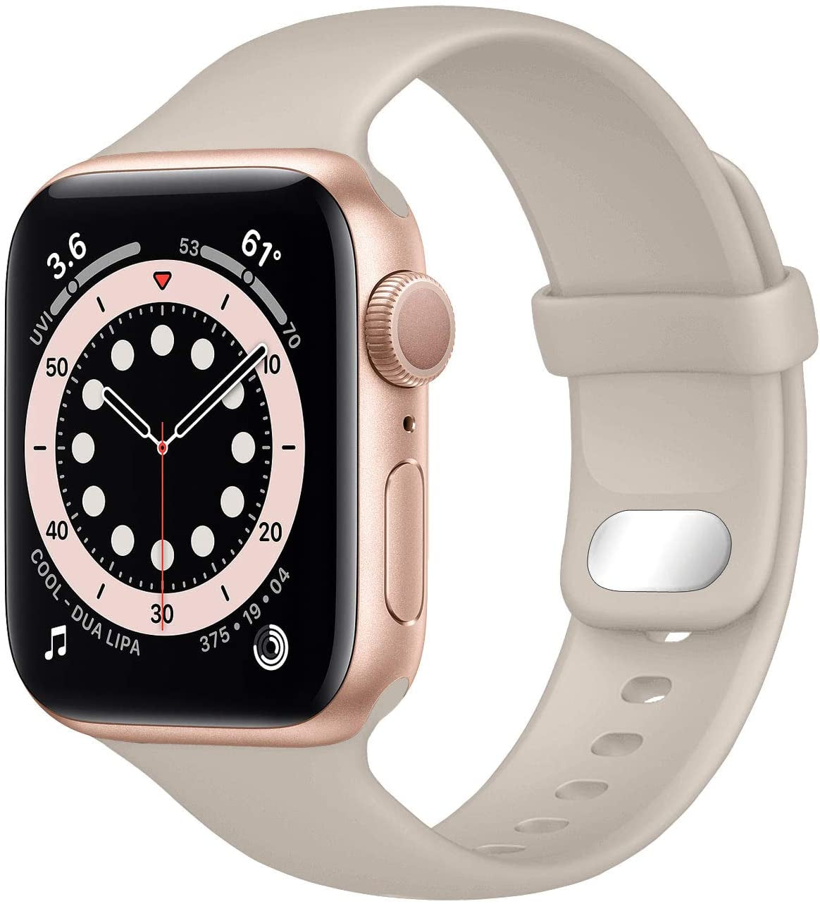 NUKELOLO Sport Band Compatible with Apple Watch Bands 38Mm 41Mm 40Mm 45Mm 44Mm 42Mm, Soft Silicone Replacement Strap Compatible for Iwatch Series SE 7 6 5 4 3 2 1 Women Men  NUKELOLO Stone 42mm/44mm/45mm 