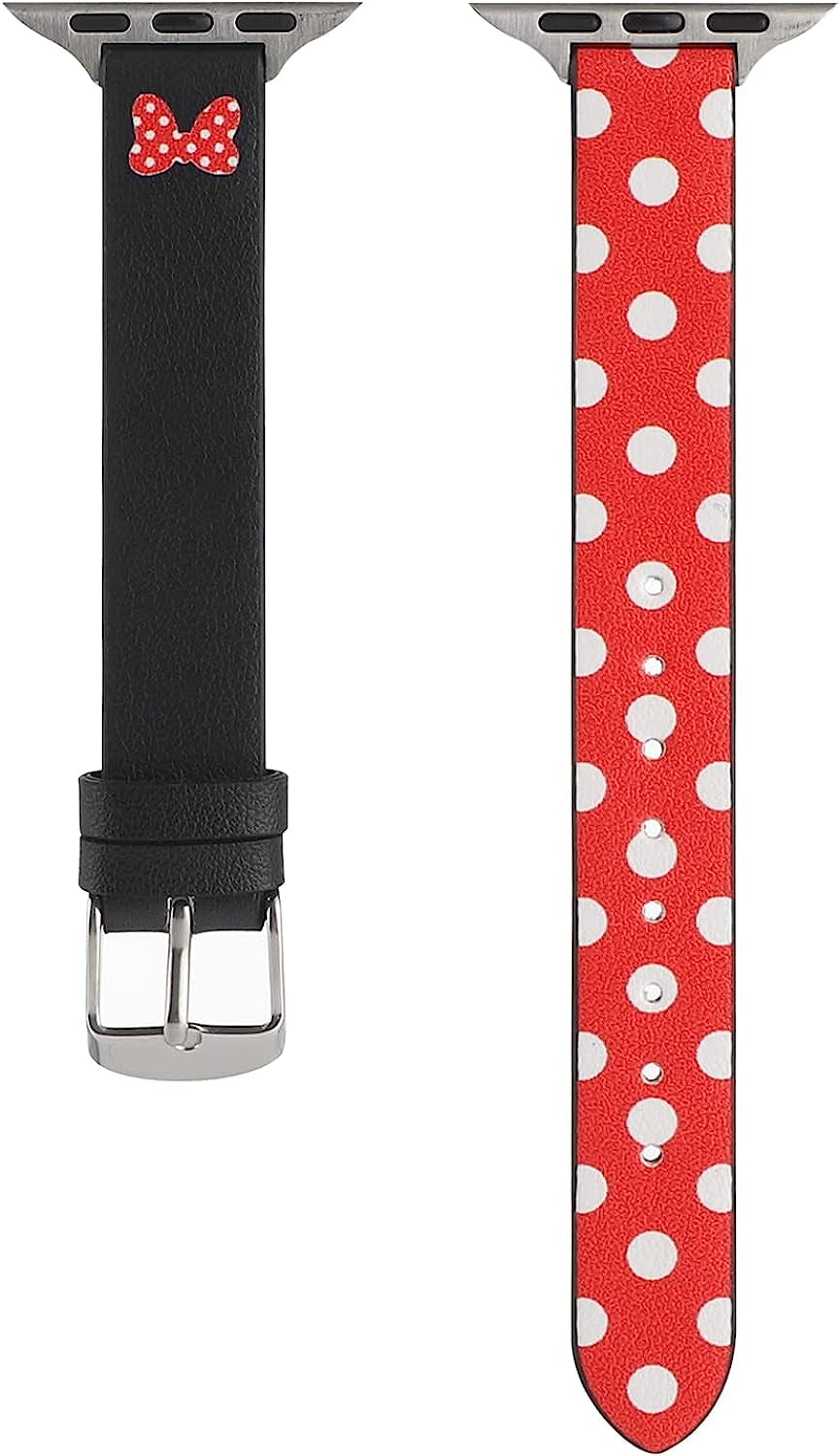 Slim Leather Watchband Strap Cute Cartoon Wristbands Narrow Bracelet Compatible with Apple Watch Series 8 7 6 5 4 3 2 1 SE Ultra  Clatune   