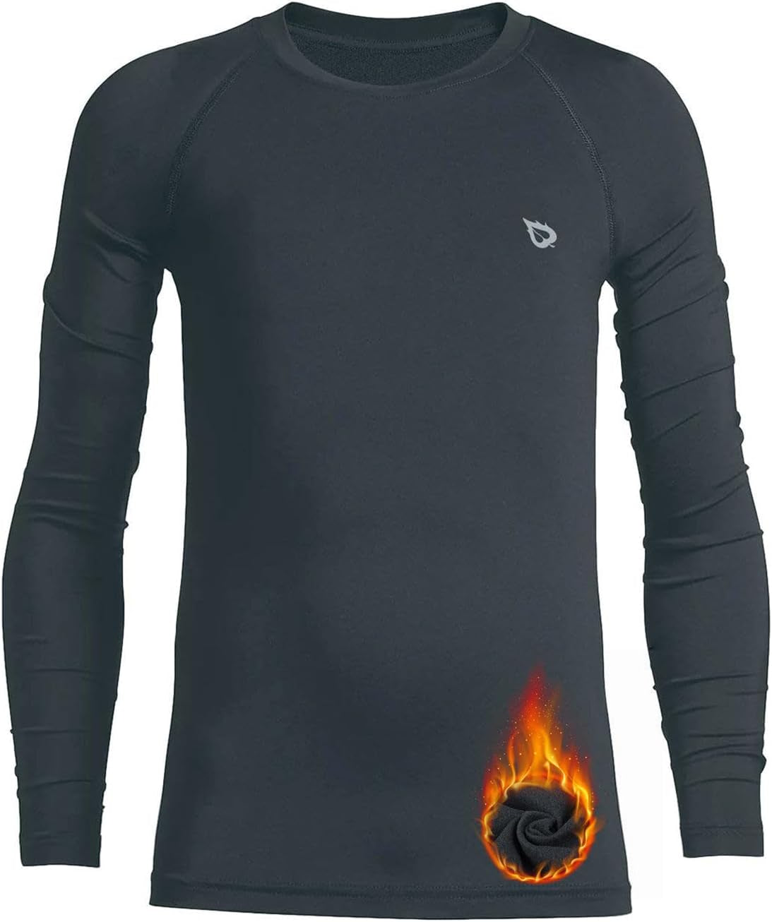 BALEAF Boys Thermal Compression Shirts Youth Long Sleeve Fleece Base Layer Soccer Football Cold Gear  BALEAF Gray Crew Neck X-Large