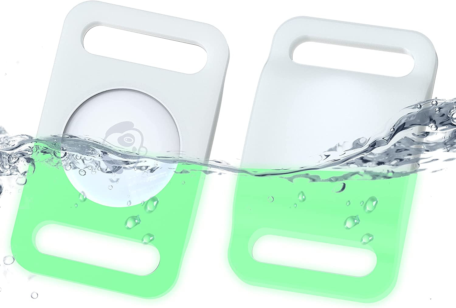 IPX7 Waterproof Airtag Holder, Damonlight 2 Packs Airtag Dog Collar Holder Fit for Dog Cat Collar Pet Loop Air Tag Holder Accessories, anti Scratch Silicone Case Lightweight Soft (Glow in Dark)  DamonLight   