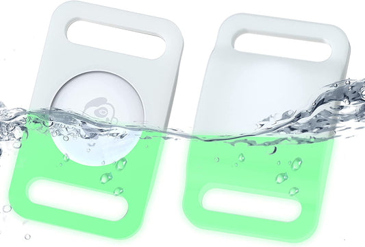 IPX7 Waterproof Airtag Holder, Damonlight 2 Packs Airtag Dog Collar Holder Fit for Dog Cat Collar Pet Loop Air Tag Holder Accessories, anti Scratch Silicone Case Lightweight Soft (Glow in Dark)  DamonLight   