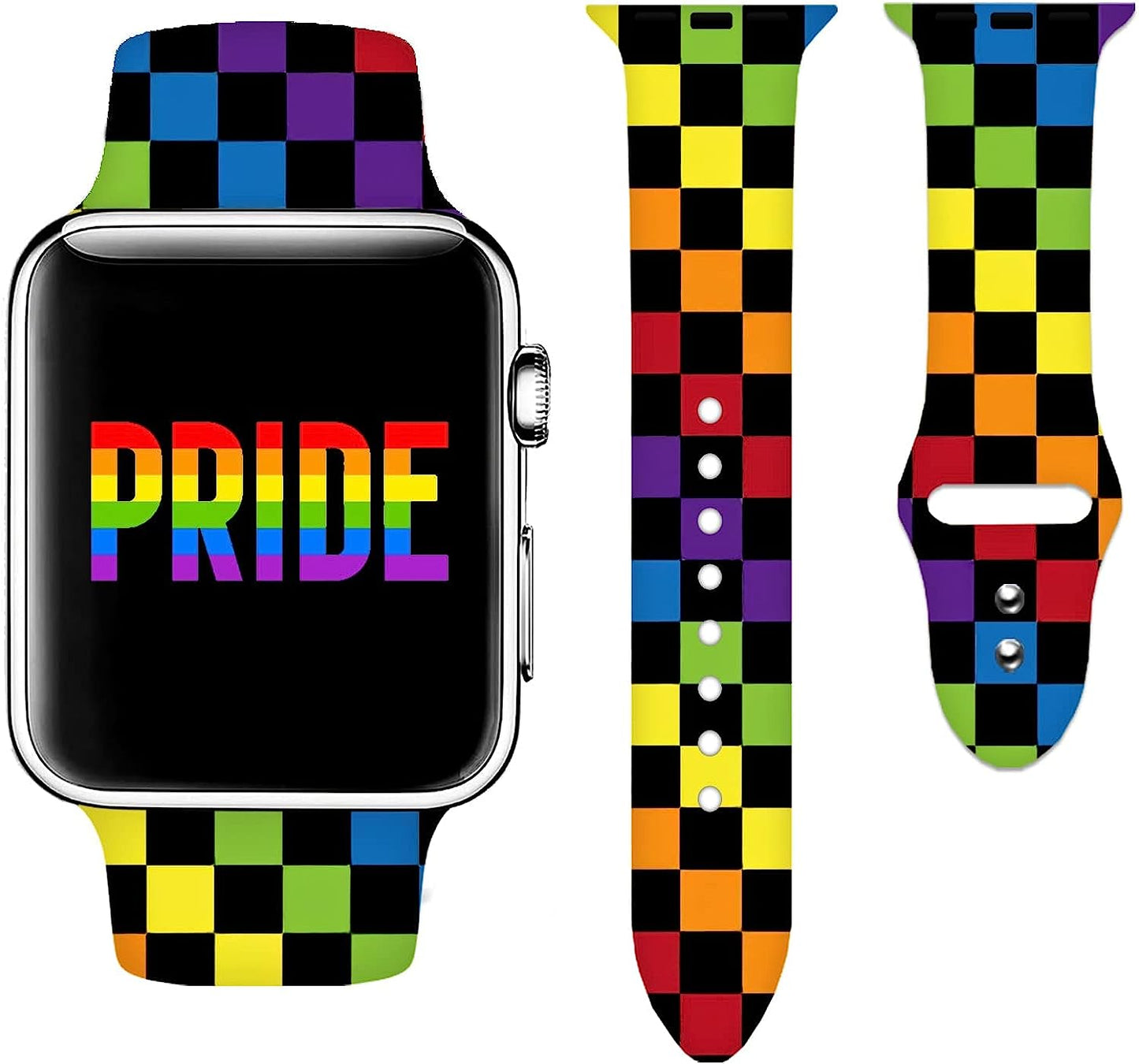 Watch Bands Compatible Apple Watch Band 38Mm 40Mm 41Mm 42Mm 44Mm 45Mm 49Mm 49Mm for Women Men, Adjustable Soft Silicone Replacement Smartwatch Wristband for Iwatch Series 8 8 7 6 5 4 3 2 1 SE SE  GEJPJGE Rainbow Pride 42mm/44mm/45mm/49mm (M/L) 