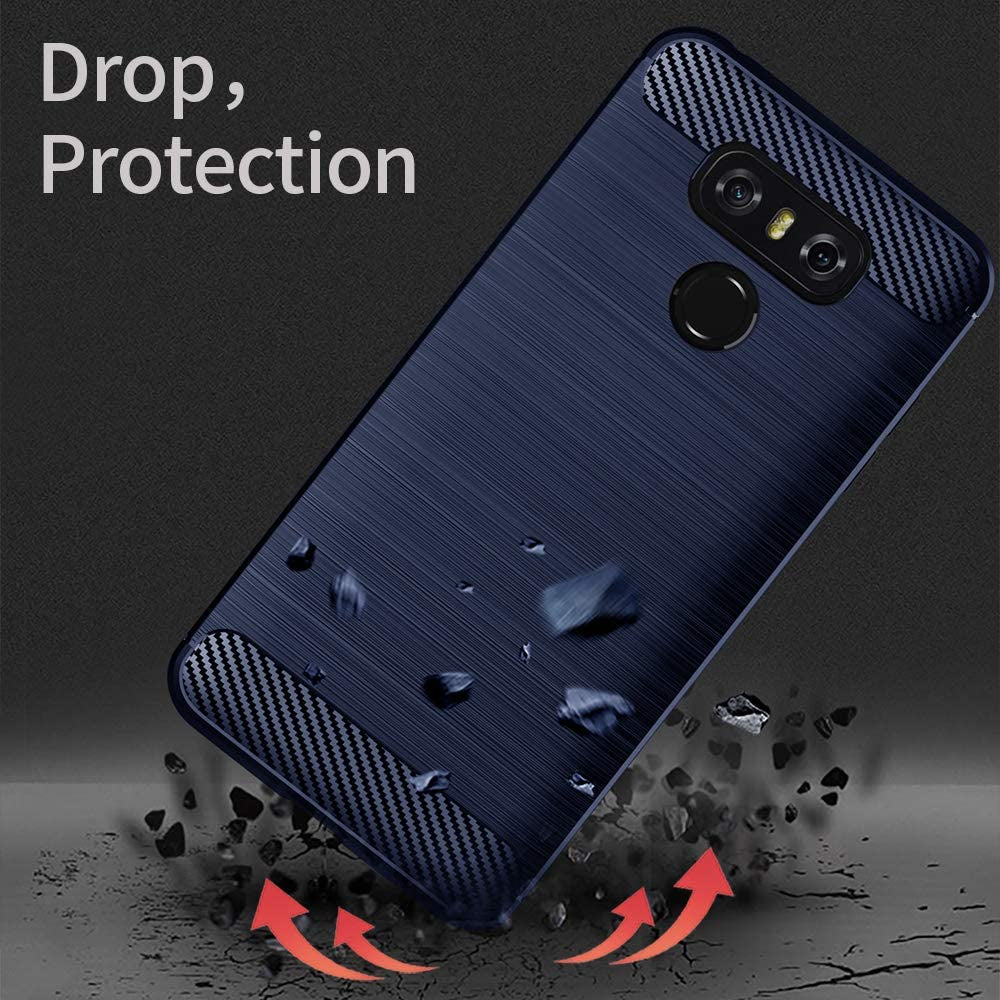 SNOSHO for LG G6 plus Phone Case,Slim Thin Silicone Soft Skin Flexible TPU Lightweight Gel Rubber Carbon Fiber Anti-Scratch Shockproof Protective Cases Cover for LG G6,Brushed Blue  SNOSHO   