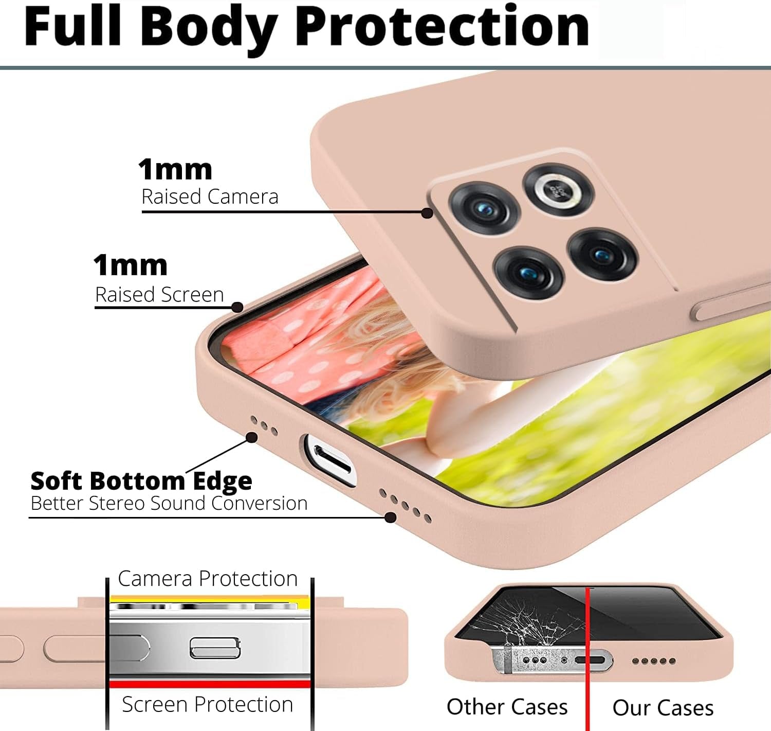 Wousunly Compatible with Oneplus 10 Pro Case Silicone Liquid Pink, Soft Smooth Touch Oneplus 10 Pro Phone Case Silicone Shockproof Thin Cover (Oneplus 10 Pro, Camellia)  Wousunly   