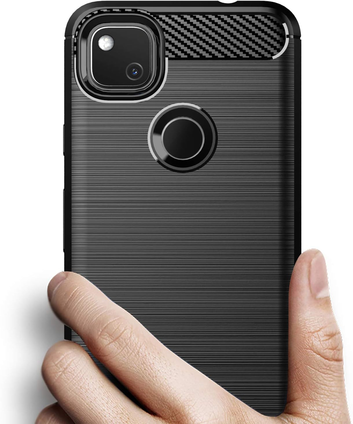 SNOSHO Google Pixel 4A 4G Phone Case, Slim Thin Soft Flexible TPU Silicone Rubber Anti-Scratch Shockproof Protective Cover for Pixel 4A [ NOT Compatible with Pixel 4A 5G ],Brushed Black  SNOSHO   