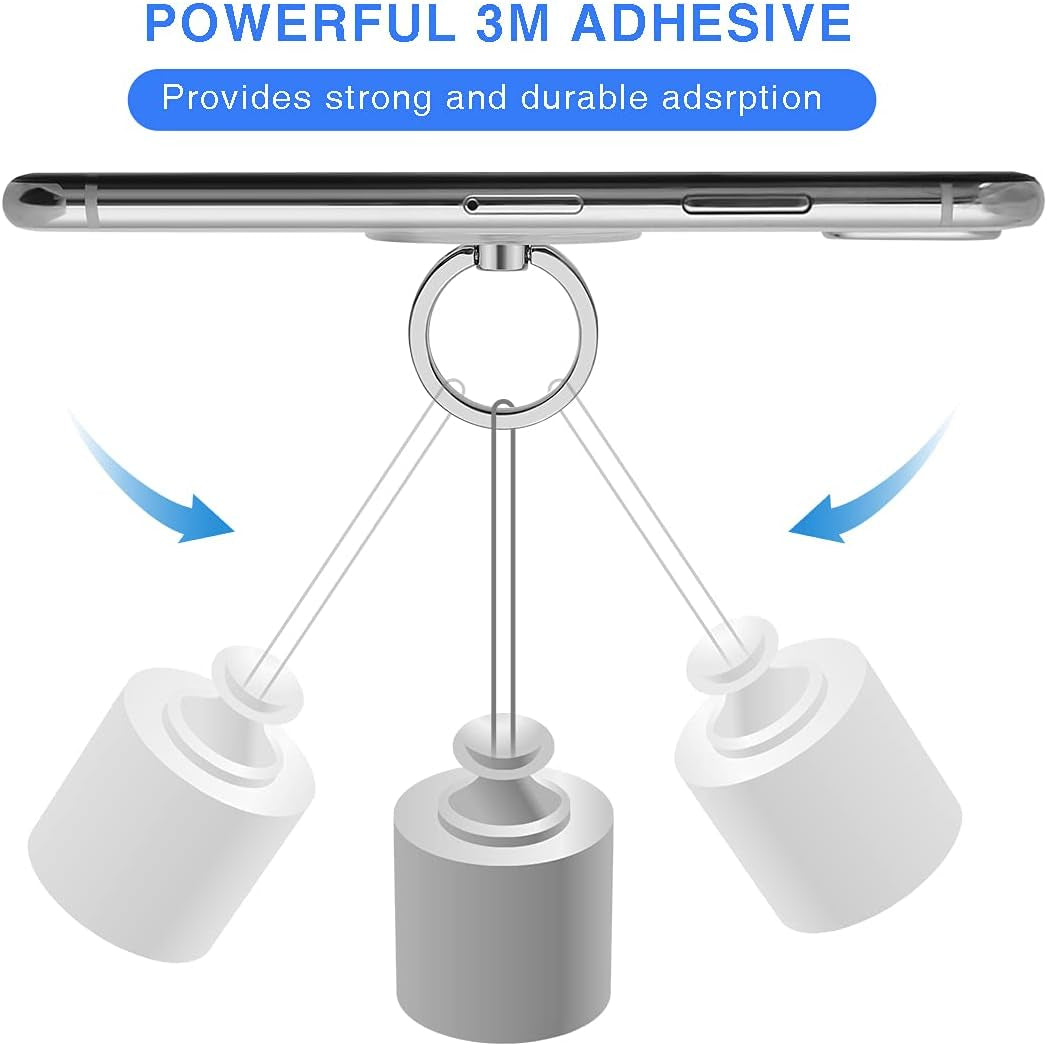 Exoer Transparent Cell Phone Ring Stand Holder Phone Ring Holder Finger Grip Loop Finger Ring Stand (2 Silver 2 Black (Round))  Exoer   