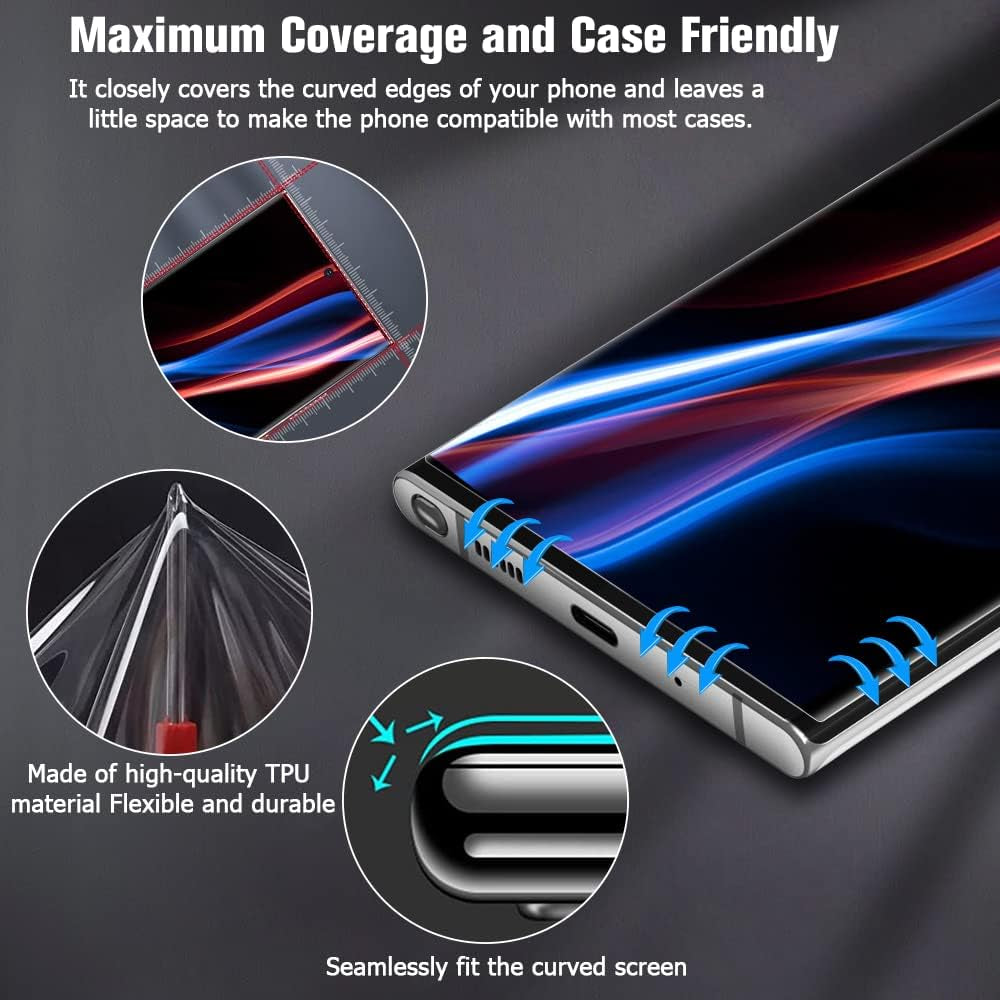 [2+2 Pack] Galaxy Note 20 Ultra 6.9 Inch Privacy Screen Protector with Camera Lens Protector, Fingerprint Compatible, Bubble Free, Flexible Anti-Spy TPU Film for Samsung Galaxy Note 20 Ultra 5G  AFSKU   