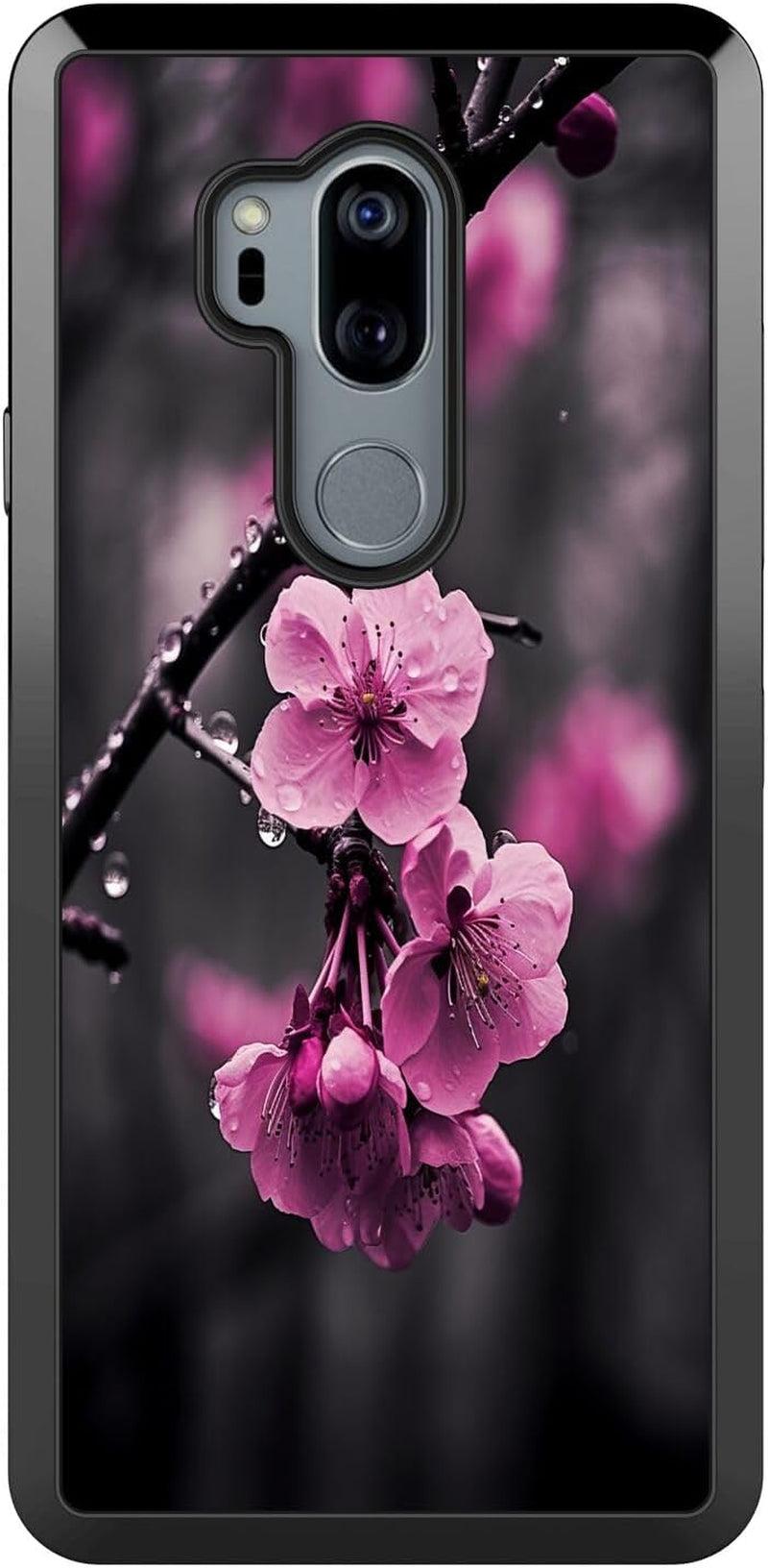 DAFEI Phone Case Compatible with LG G7 Thinq Sakura Designer Art073 Black Frame Shockproof and Slim Rubber TPU Material with Uniqe Design  MINGSHUOSY Sakura Designer Art057  