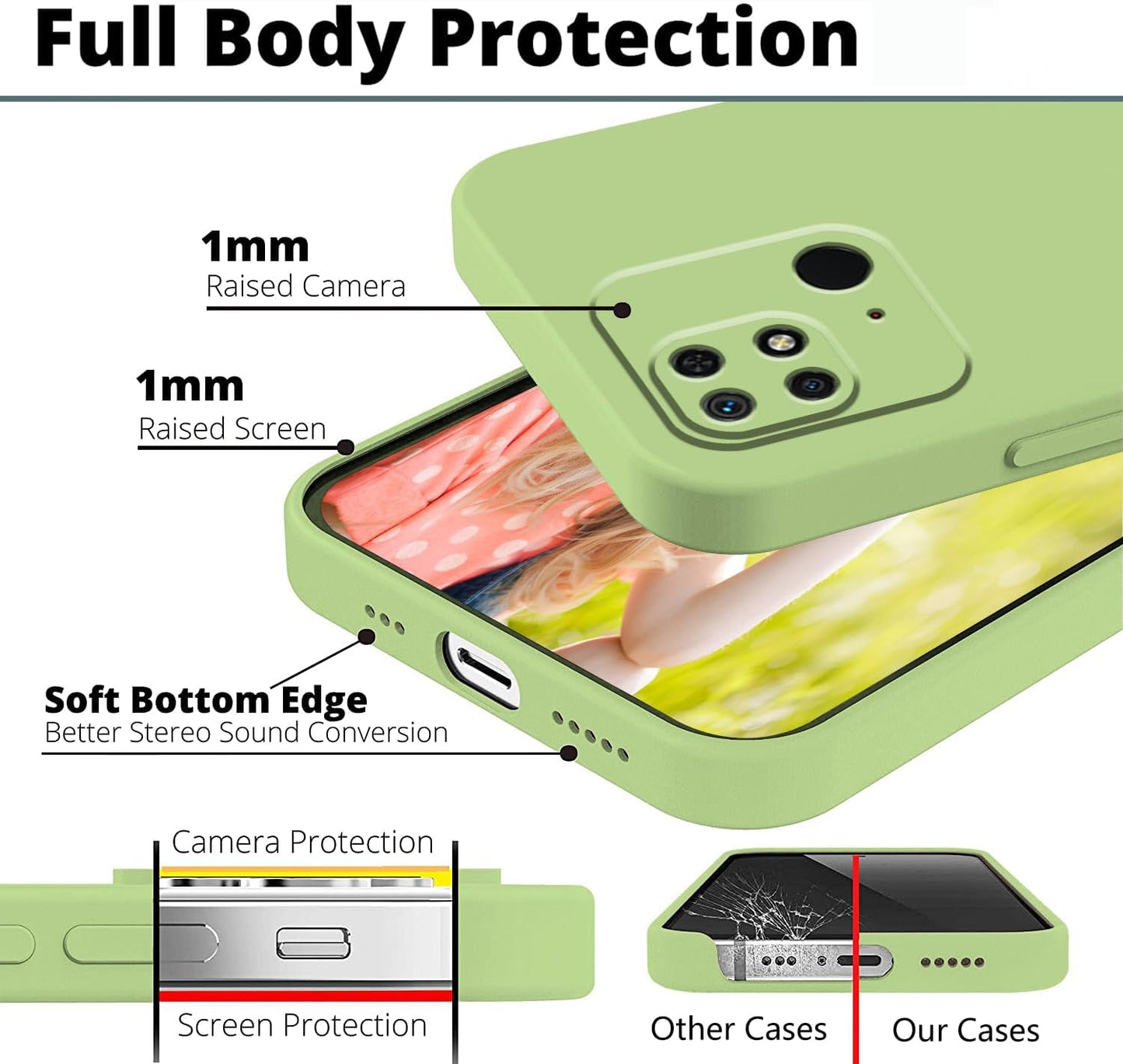 Tiwinxing Compatible with Xiaomi Redmi 10C Case Silicone Ultra Slim TPU Cases Shockproof Anti-Scratch Xiaomi Redmi 10C Phone Case Square Edges Protective Case (Green)  Tiwinxing   
