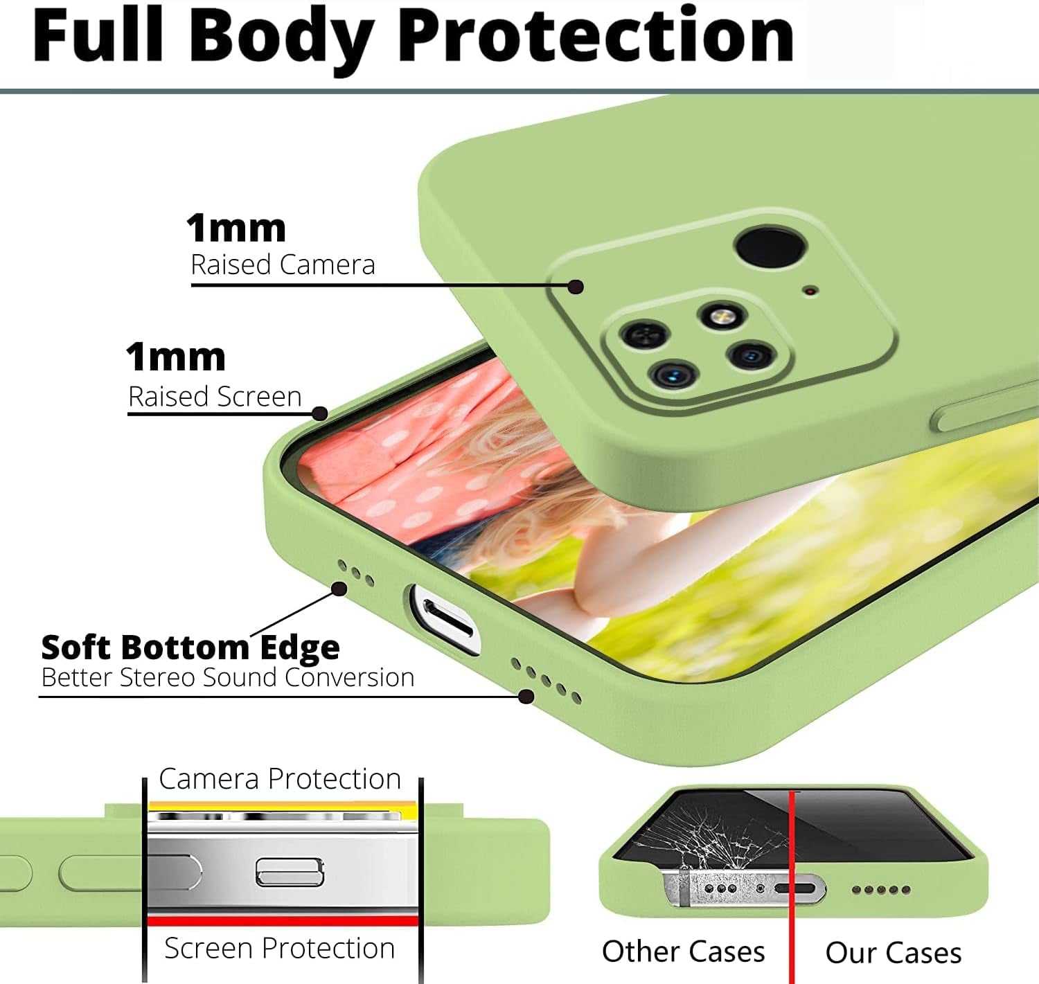 Tiwinxing Compatible with Xiaomi Redmi 10C Case Silicone Ultra Slim TPU Cases Shockproof Anti-Scratch Xiaomi Redmi 10C Phone Case Square Edges Protective Case (Green)  Tiwinxing   