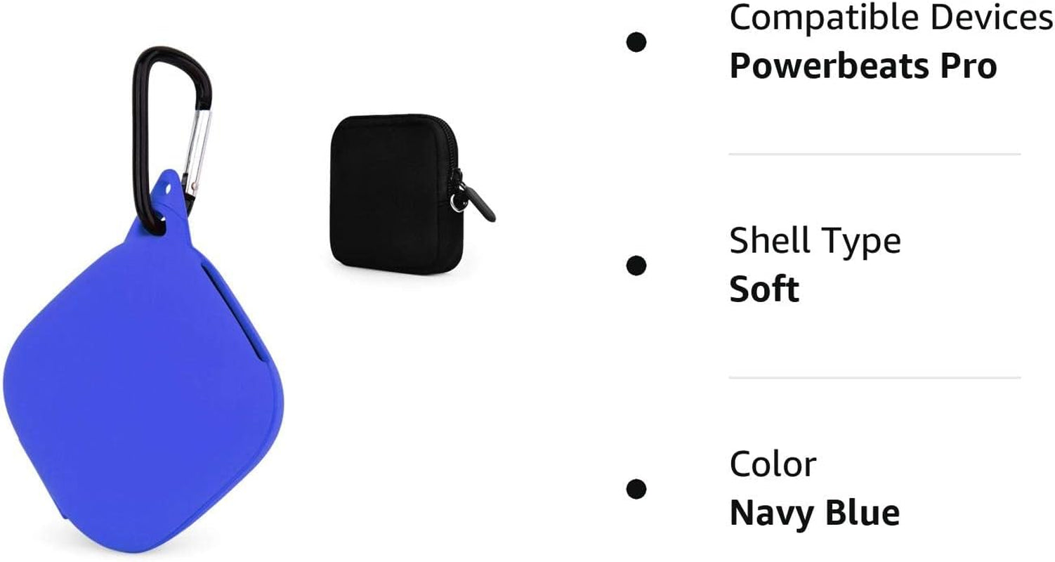 TOROTOP Case Compatible for Powerbeats Pro Case Cover,Anti-Lost & Shockproof Easy Carrying Silicone Case Accessories with Keychain and Soft Portable Storage Travel Carrying Case(Navy Blue)  TOROTOP   
