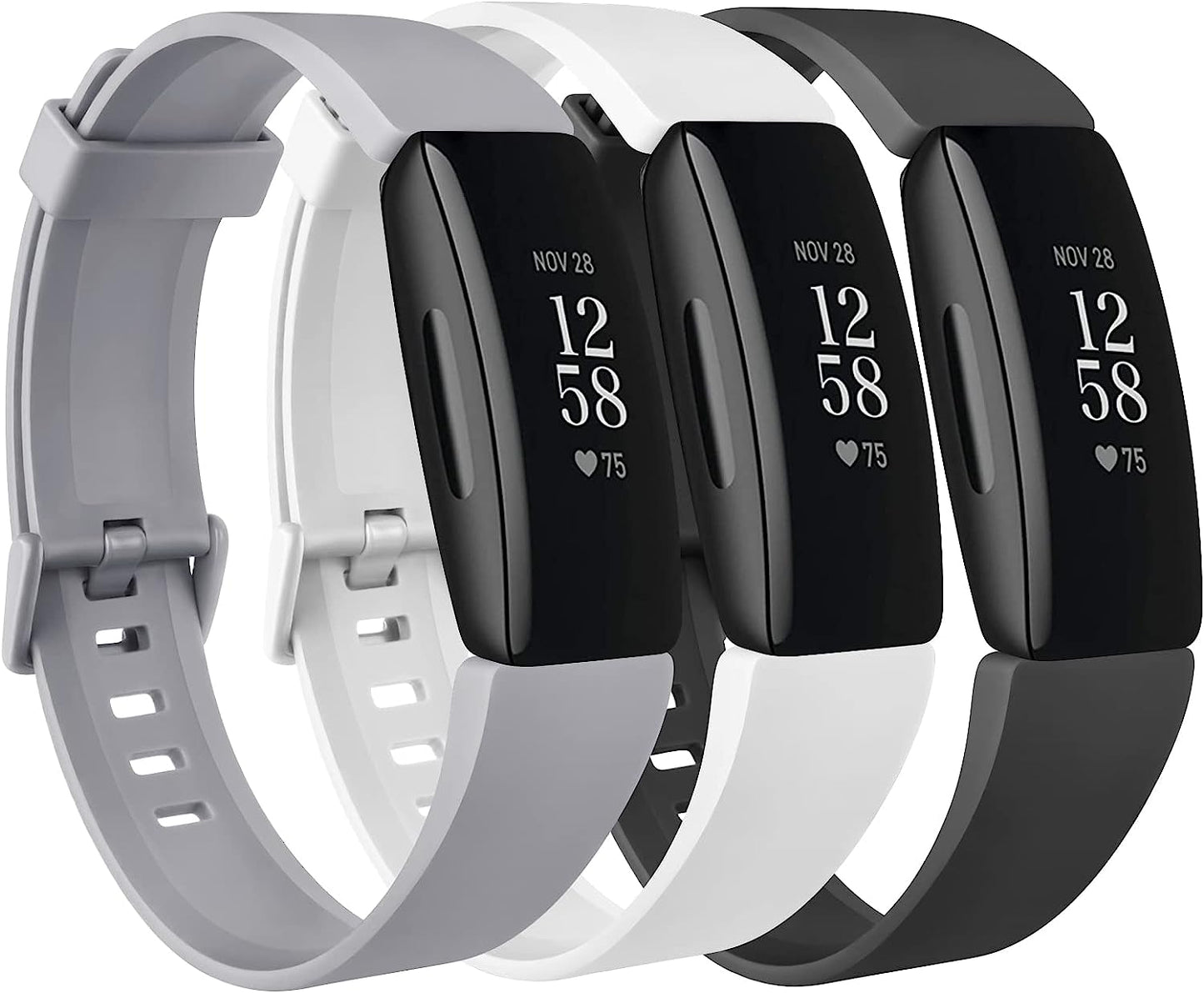 [3 Pack] Silicone Bands Compatible with Fitbit Inspire 2 & Fitbit Inspire HR & Fitbit Inspire & Fitbit Ace 2, Soft Sport Replacement Wristbands for Women Men (Lavender+Teal+Purple, Large)  Tobfit black/gray/white Small 