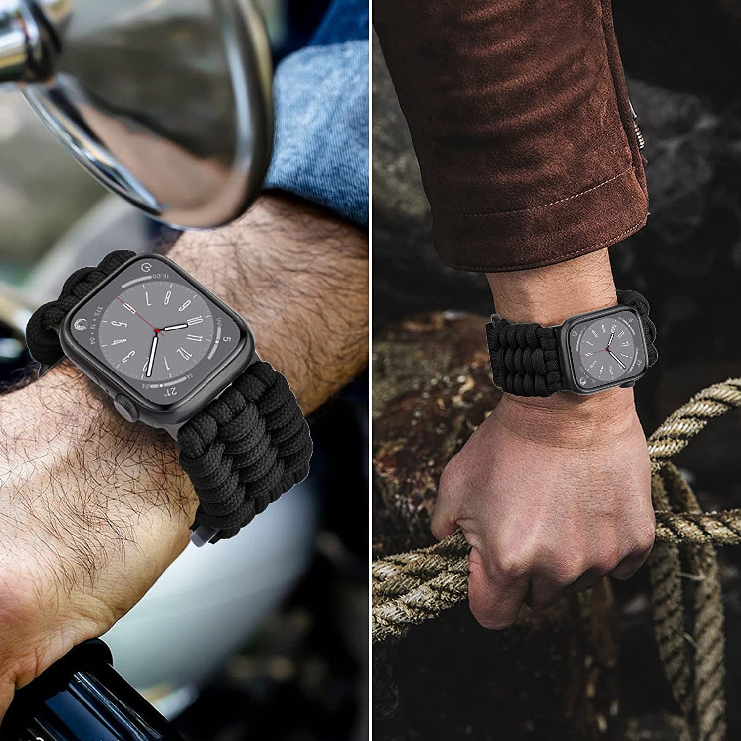 V.R.HOPE Watch Band Compatible with Apple Watch Ultra 49Mm 45Mm 44Mm 42Mm 41Mm 40Mm 38Mm for Men, Paracord Woven Braided Wristbands Sport Style for Iwatch Ultra Series 8 7 6 5 4 3 2 1 SE  V.R.HOPE   