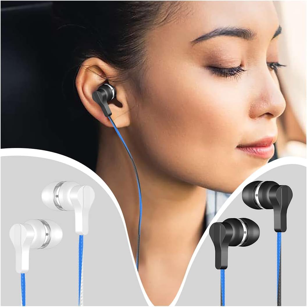 FUELEGO Fashion Noise Canceling Wired Headphones with Mic 3.5Mm Portable Wired Headphones for Ios Android Smartphone Laptop MP3 Gaming Walkman (Black)  FUELEGO Black1  