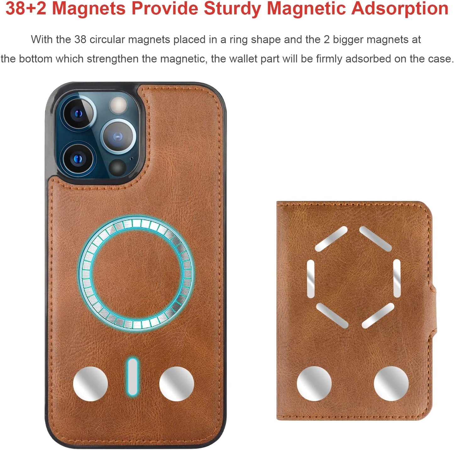 Bocasal Wallet Case for Iphone 13 Pro Max Compatible with Magsafe Magnetic RFID Blocking Detachable Premium PU Leather Flip Case with Card Slots Holder Kickstand Wireless Charging 6.7 Inch (Brown)  Bocasal   