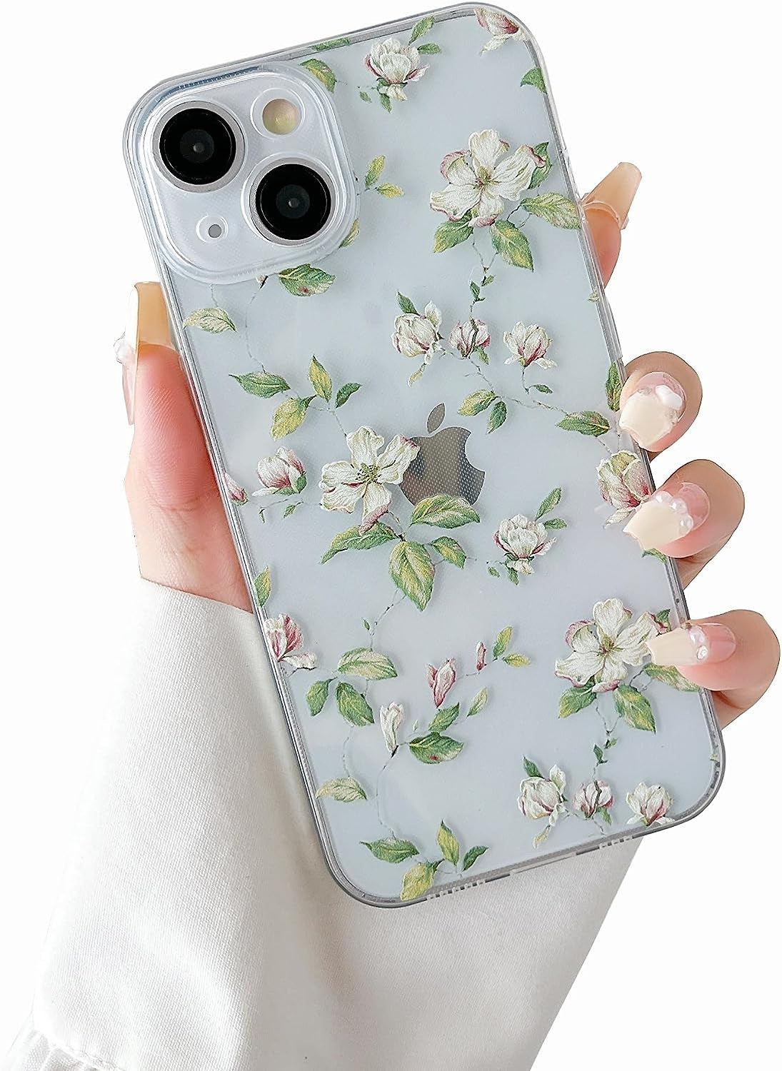 ZTOFERA Compatible with Iphone 13 Case for Girls Women, Floral Flower Pattern Design Silicone Case, Slim Shockproof TPU Protective Bumper Case Cover for Iphone 13,Grey  ZTOFERA Clear  