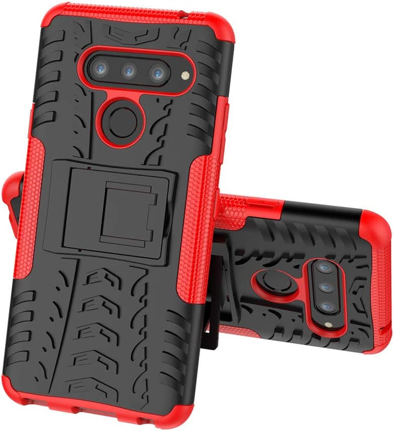 Yiakengs for LG V40 Case, LG V40 Thinq Case, Dual Layer Shockproof Slim Protective with Kickstand Hard Phone Cases Cover for LG V40 (Red)  Yiakengs   