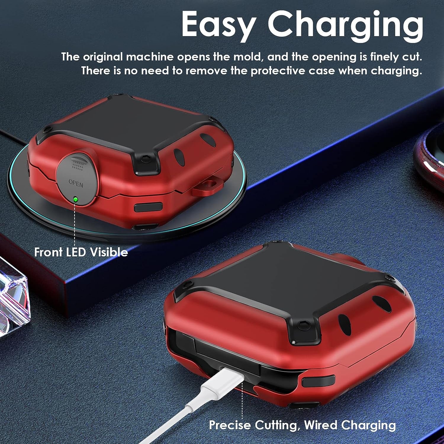 NUOMIJIO Case for Beats Fit Pro 2021 with Secure Lock Full Body Shock-Absorbing Anti-Scratch Hard Shell Protective Cover Compatible with Beats Fit Pro with Keychain (Red)  NUOMIJIO   