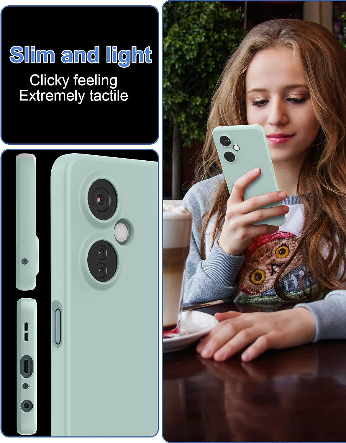 Foluu Silicone Case for Oneplus Nord N30 5G, Liquid Gel Rubber Case with Soft Microfiber Lining Cushion Slim Hard Shell Shockproof Protective Cover for Oneplus Nord N30 5G 2023 (Light Cyan)  Foluu   