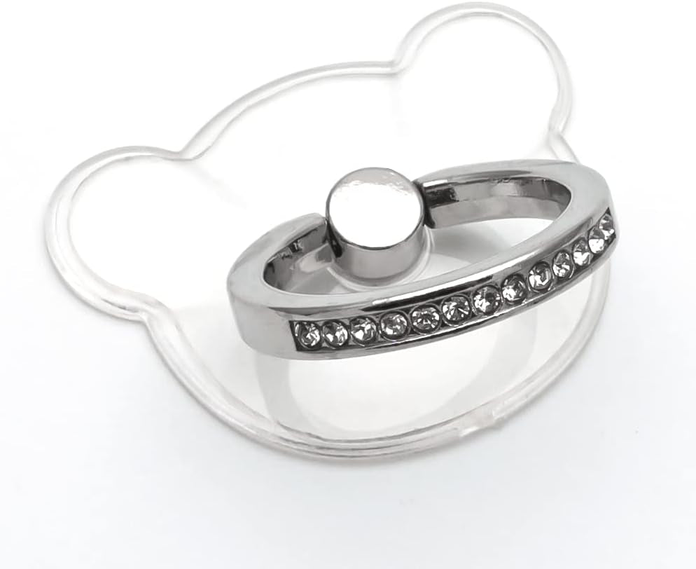 WOGROO Cell Phone Ring Holder Stand Compatible All Mobile Phones or Phone Cases, Transparent Phone Ring Holder Finger Kickstand 360°Degree Rotation Clear Phone Ring Grip, Bear  WOGROO   