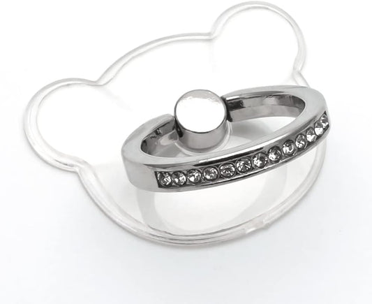 WOGROO Cell Phone Ring Holder Stand Compatible All Mobile Phones or Phone Cases, Transparent Phone Ring Holder Finger Kickstand 360°Degree Rotation Clear Phone Ring Grip, Bear  WOGROO   