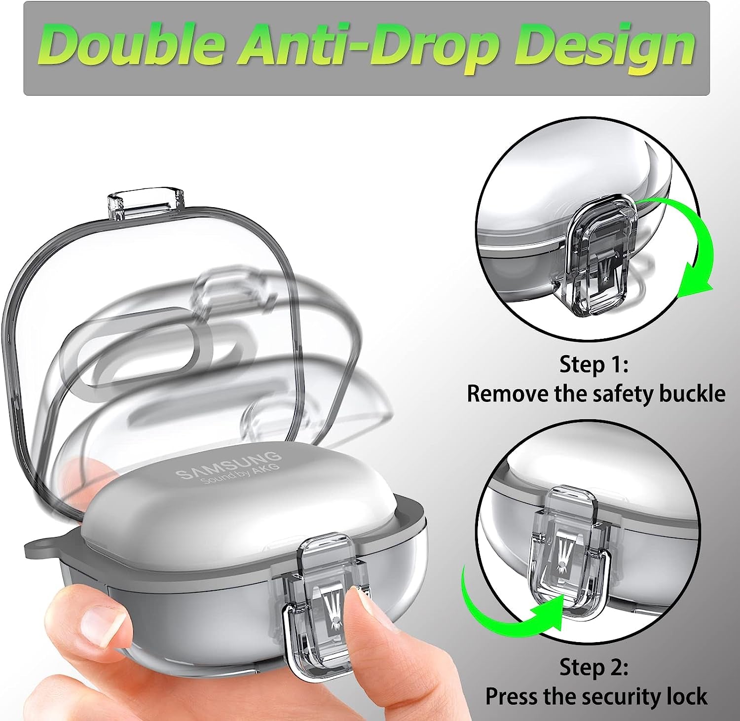 [Upgrade Lock]Case for Samsung Galaxy Buds 2 Pro Case(2022)/Galaxy Buds 2 Case(2021)/Galaxy Buds Live Case(2020)/ Galaxy Buds Pro Case(2021),Tpu Hard Shell Protective Cover with Lanyard/Keychain-Clear  AIBEAMER   