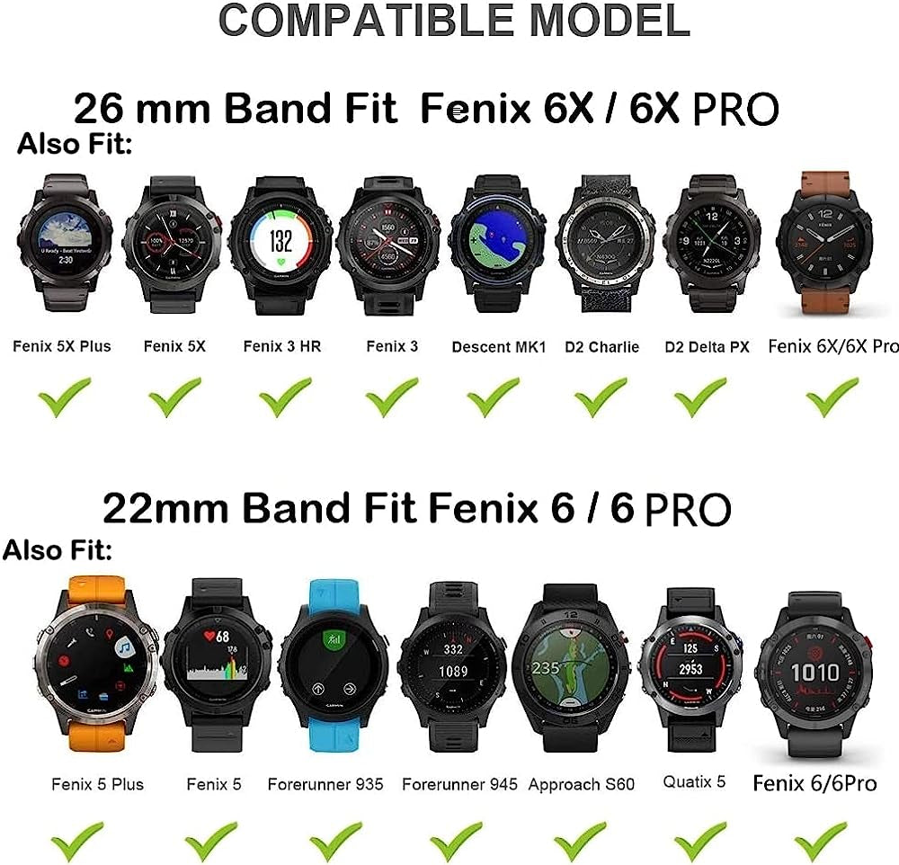 OUTVI 26 22Mm Silicone Strap Quick Release Watch Band for Garmin Fenix 6 6X Pro 5X 5Plus 3 HR S60 935 D2 Enduro Mk2I Easyfit Wristband  OUTVI   