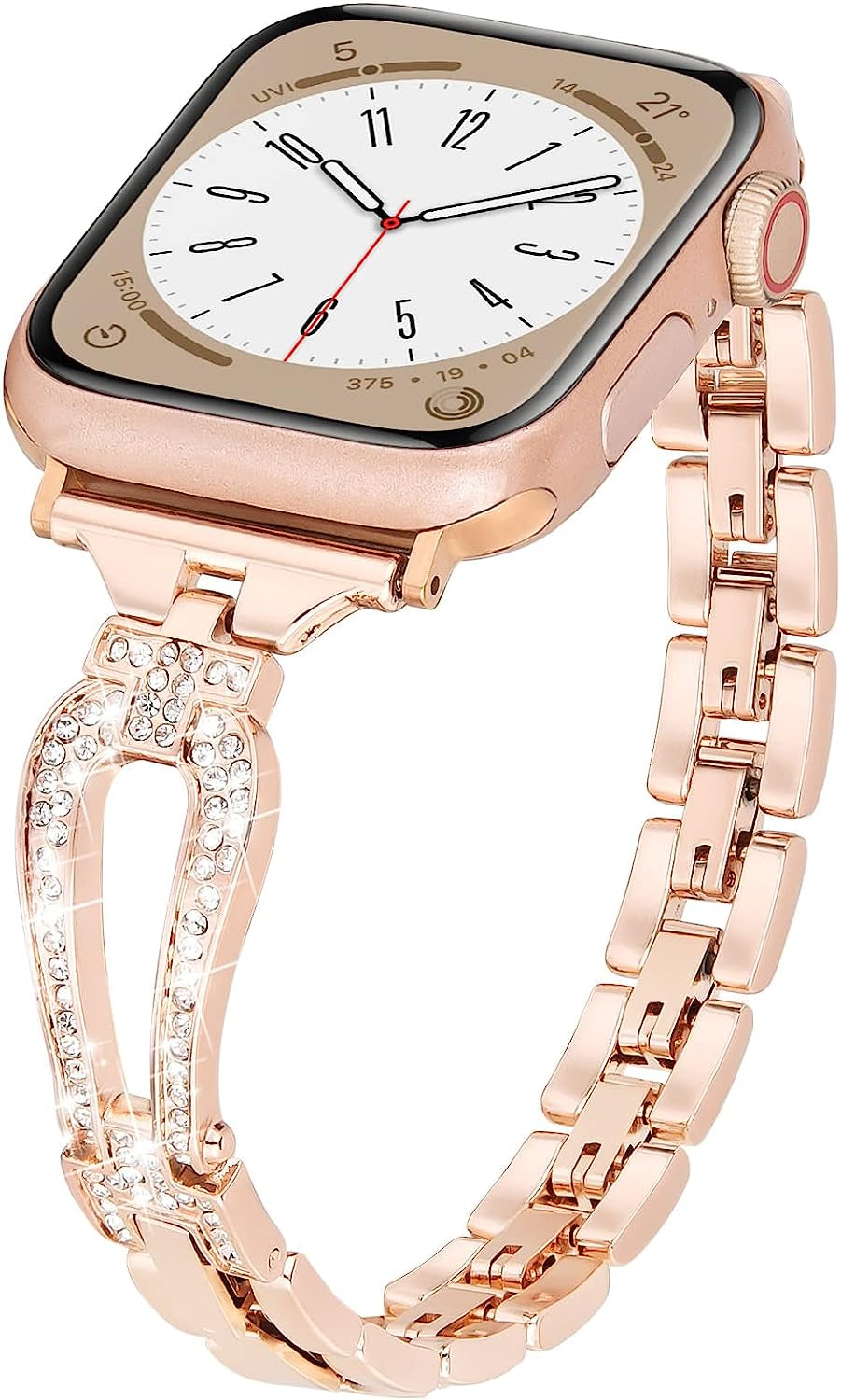 MOFREE Bling Band Compatible for Apple Watch Band 38Mm 40Mm 41Mm 42Mm 44Mm 45Mm Iwatch Series SE 8 7 6 5 4 3 2 1,Dressy Jewelry Diamond Rhinestone Stylish Metal Wristband Strap for Women  MOFREE Rose Gold 38mm/40mm/41mm 