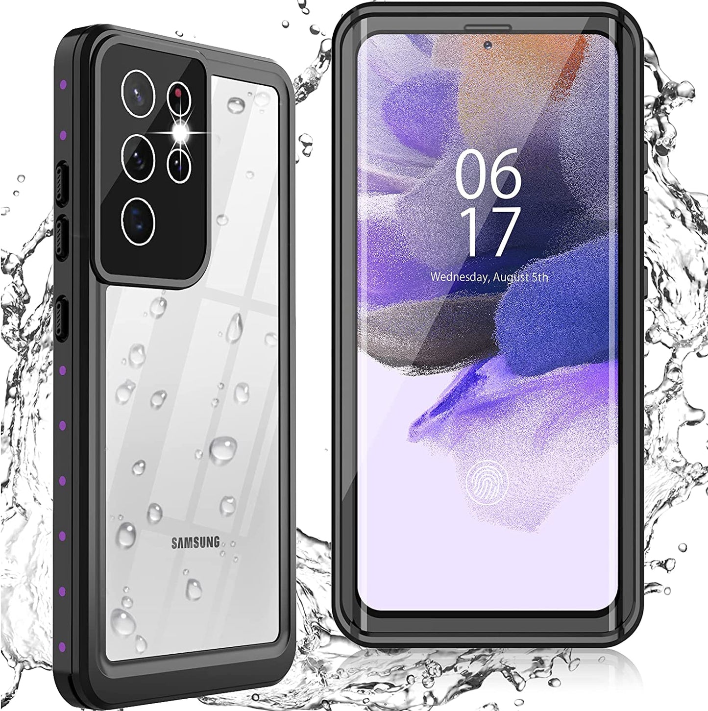 Oterkin Samsung Galaxy S21 Ultra Waterproof Case, Built-In Screen Protector, Dustproof Shockproof 360 Full Body, Purple  Oterkin   
