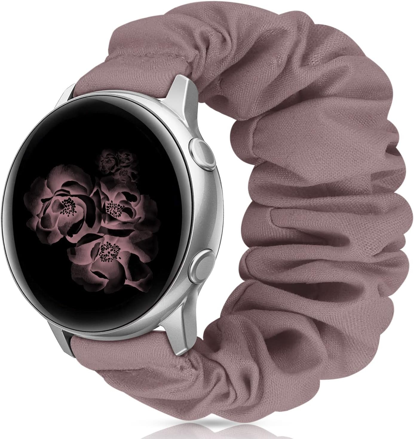 20Mm 22Mm Scrunchies Watch Bands, Cute Elastic Replacement Bands for Women with Quick Release Bar, Fabric Band for Samsung Galaxy Watch 4 5 Pro Galaxy Active, Active 2 40Mm 44Mm Watch Smartwatch Bla-S  ZSMJ G-Smoke Violet Small 